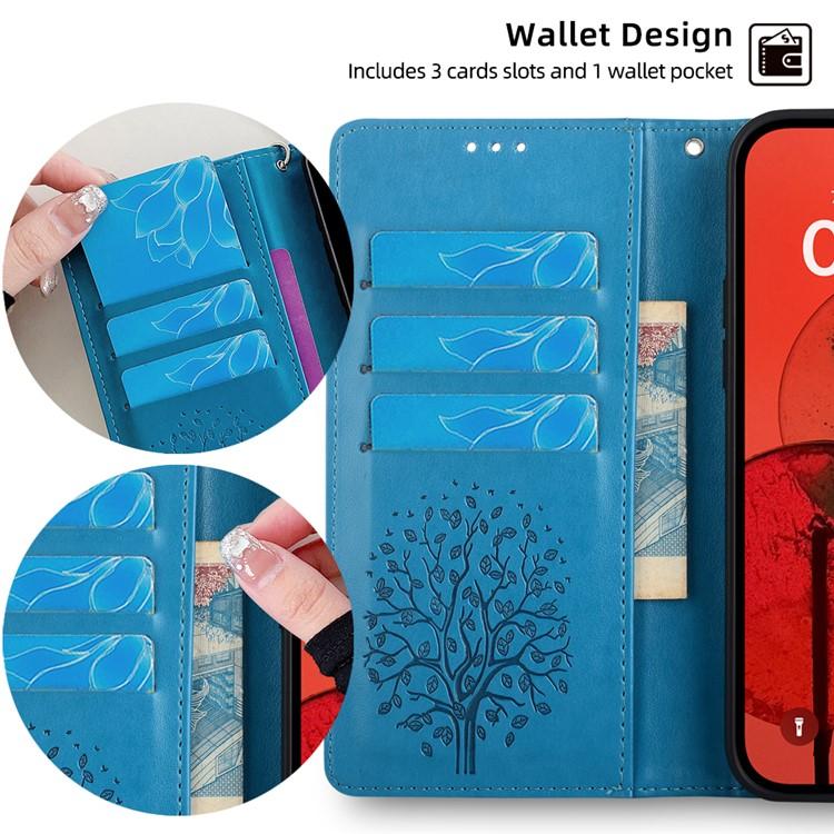 Tree & Deer Embossed Leather Phone Case, For iPhone 16e