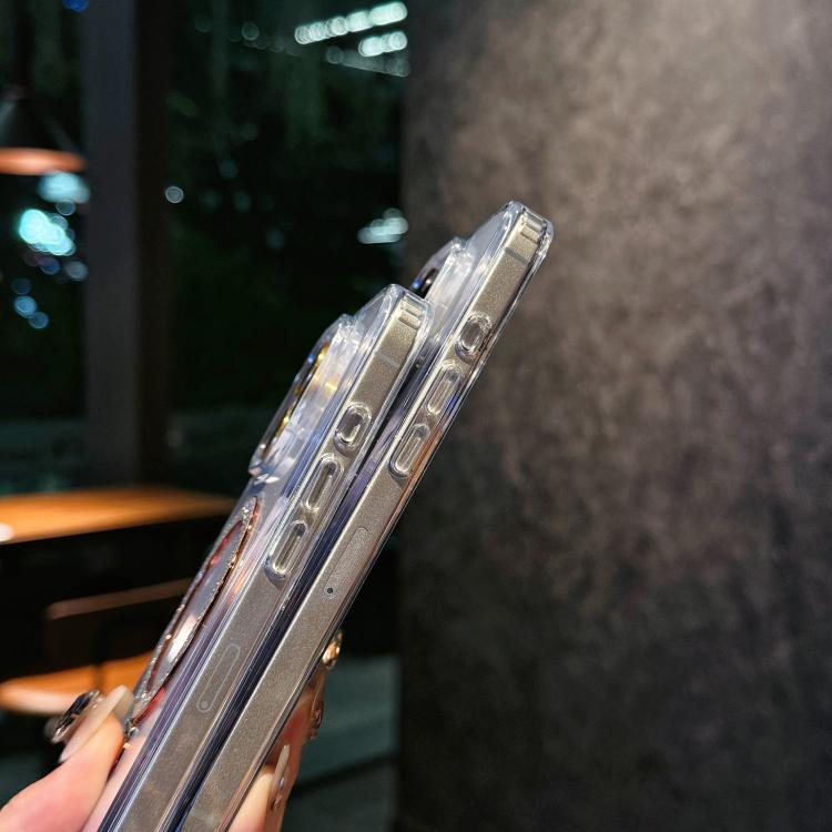 Love Glitter Powder MagSafe Holder Phone Case with Lens Film, For iPhone 15, For iPhone 14 / 13, For iPhone 14 Pro, For iPhone 14 Pro Max, For iPhone 13 Pro Max