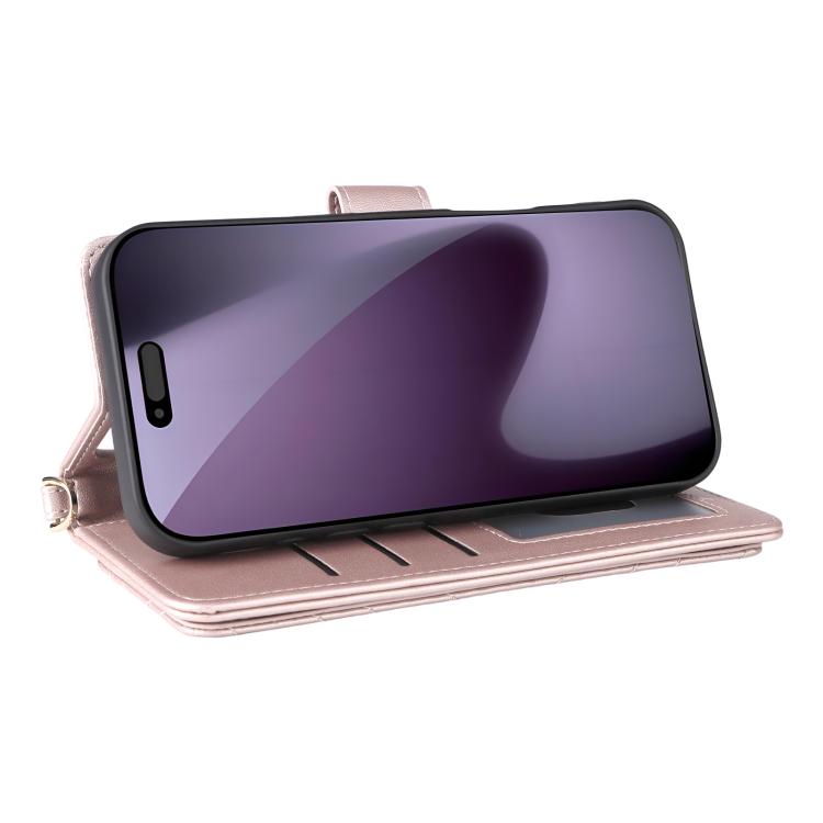 Multifunctional 6-Card Slots Leather Phone Case with Wrist Strap