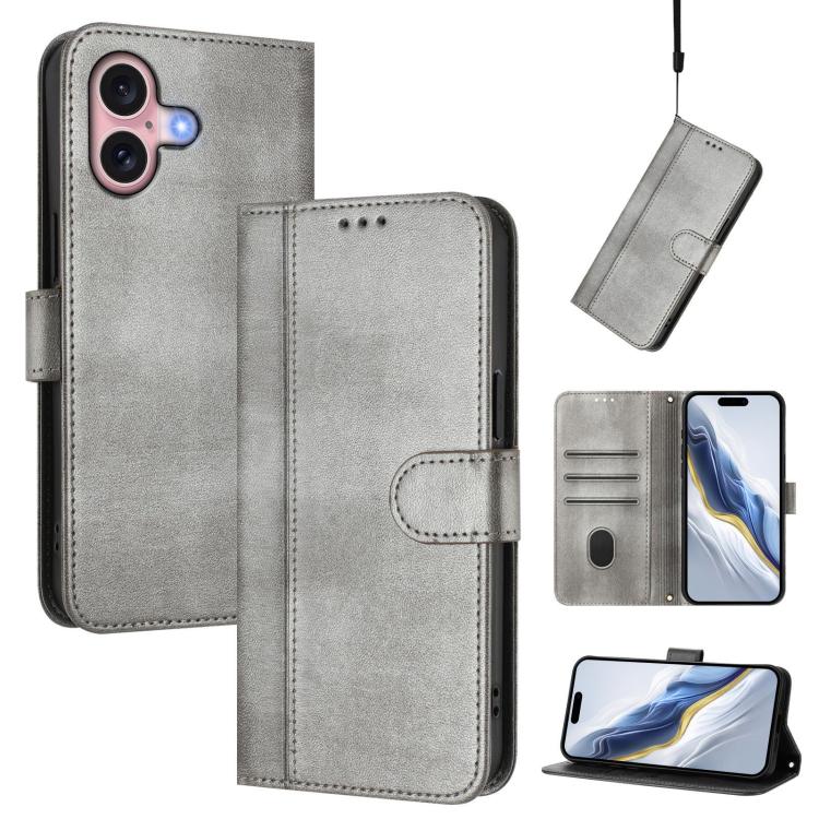 Line Splicing Buckle Retro Leather Phone Case