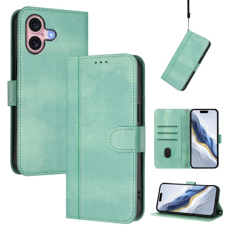 Line Splicing Buckle Retro Leather Phone Case