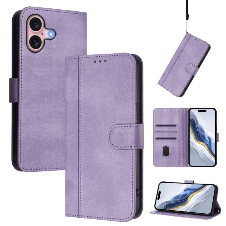 Line Splicing Buckle Retro Leather Phone Case