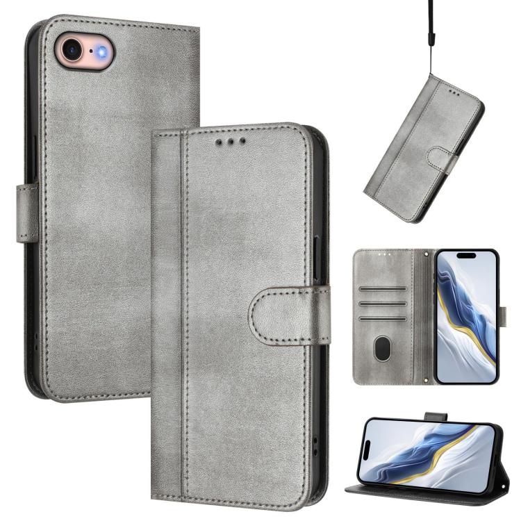 Line Splicing Buckle Retro Leather Phone Case