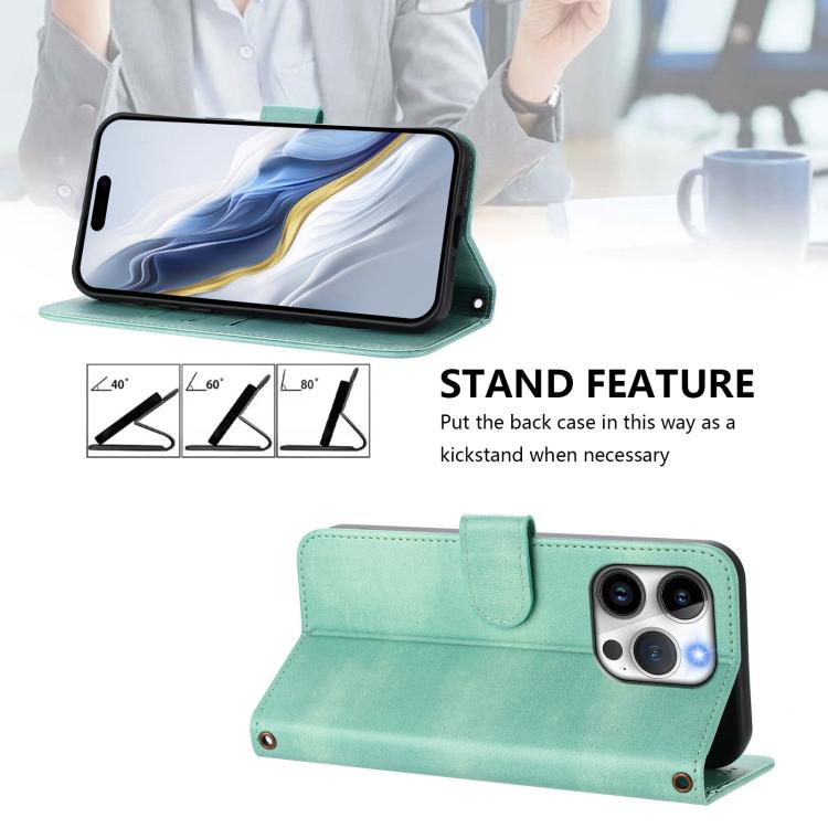 Line Splicing Buckle Retro Leather Phone Case, For iPhone 13 Pro, For iPhone 13 mini, For iPhone 12 / 12 Pro