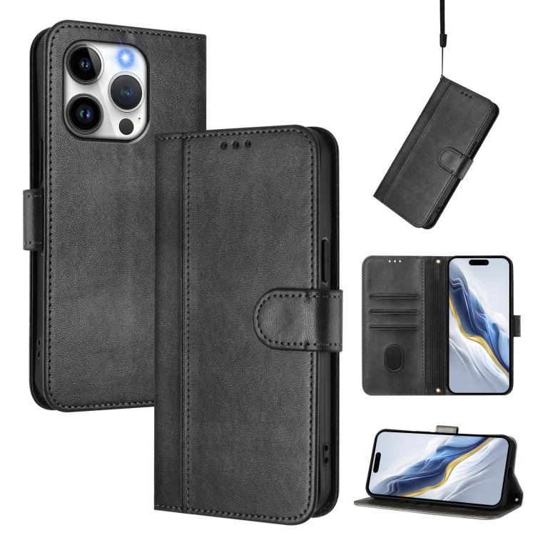 Line Splicing Buckle Retro Leather Phone Case, For iPhone 13 Pro, For iPhone 13 mini, For iPhone 12 / 12 Pro