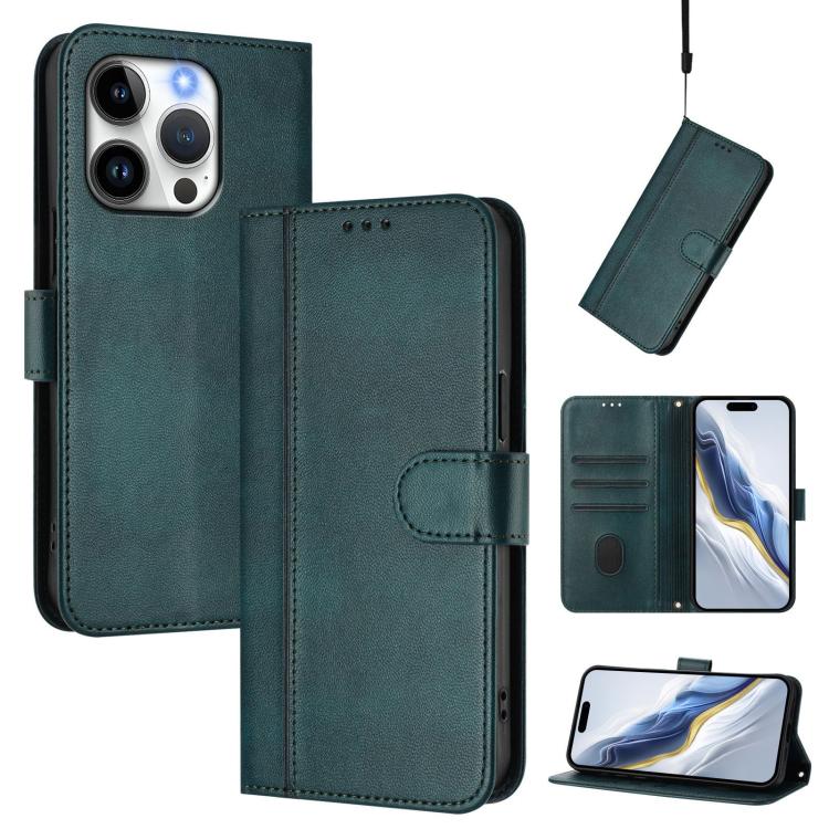 Line Splicing Buckle Retro Leather Phone Case, For iPhone 13 Pro, For iPhone 13 mini, For iPhone 12 / 12 Pro