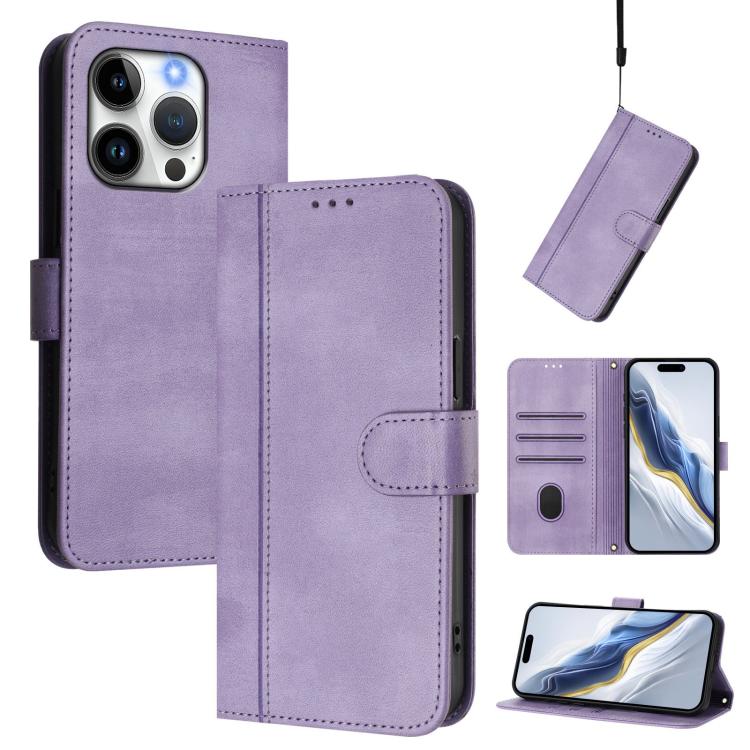 Line Splicing Buckle Retro Leather Phone Case, For iPhone 13 Pro, For iPhone 13 mini, For iPhone 12 / 12 Pro
