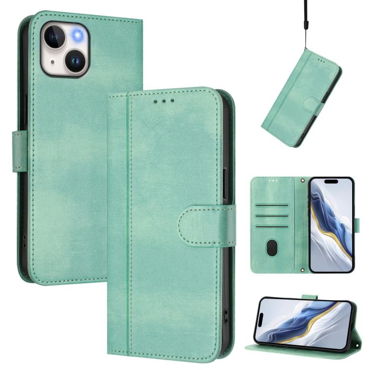 Line Splicing Buckle Retro Leather Phone Case, For iPhone 13 Pro, For iPhone 13 mini, For iPhone 12 / 12 Pro