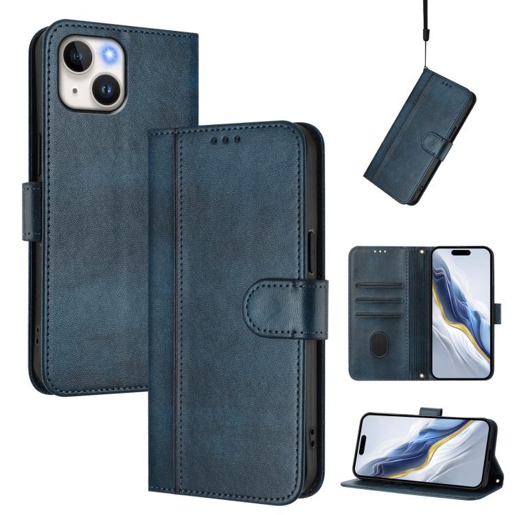 Line Splicing Buckle Retro Leather Phone Case, For iPhone 13 Pro, For iPhone 13 mini, For iPhone 12 / 12 Pro