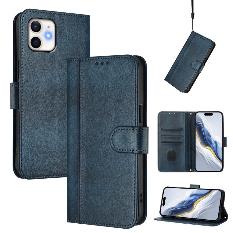 Line Splicing Buckle Retro Leather Phone Case, For iPhone 13 Pro, For iPhone 13 mini, For iPhone 12 / 12 Pro