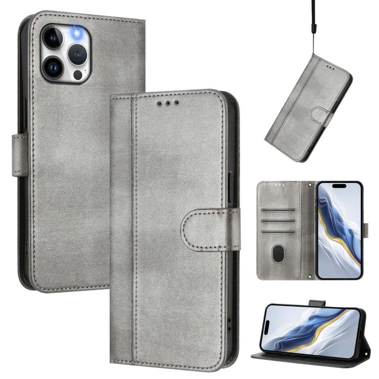 Line Splicing Buckle Retro Leather Phone Case