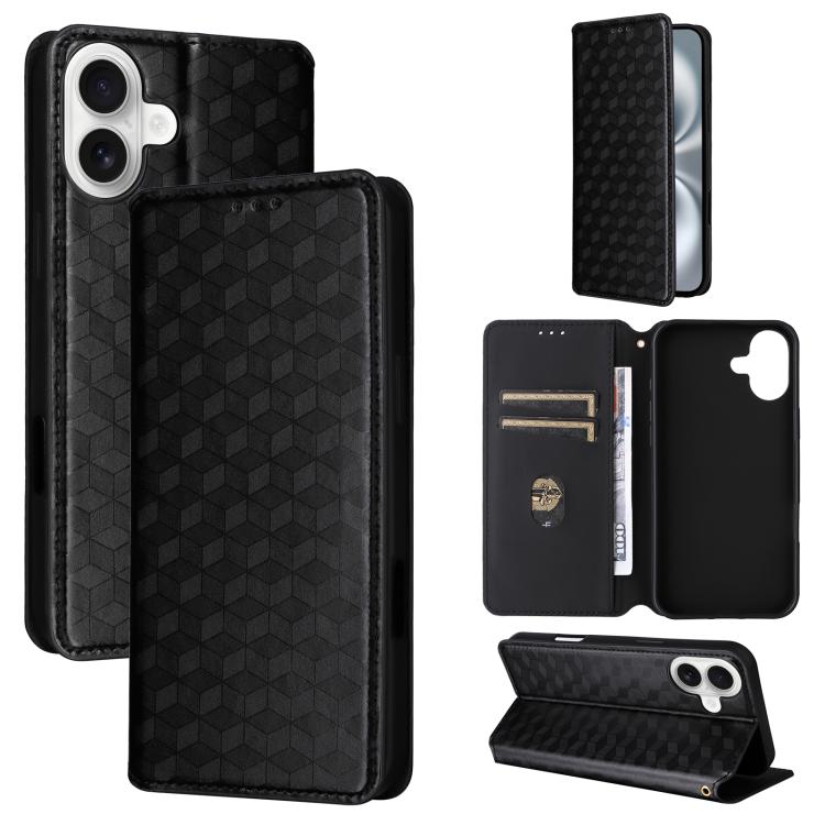 Cubic Grid Texture Flip Leather Phone Case