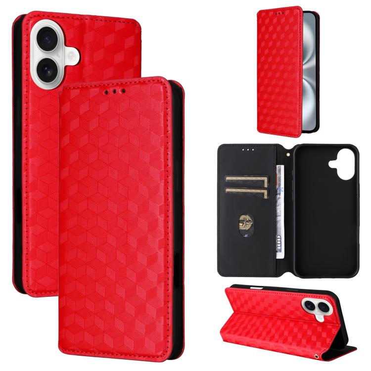 Cubic Grid Texture Flip Leather Phone Case