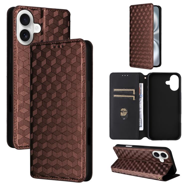 Cubic Grid Texture Flip Leather Phone Case