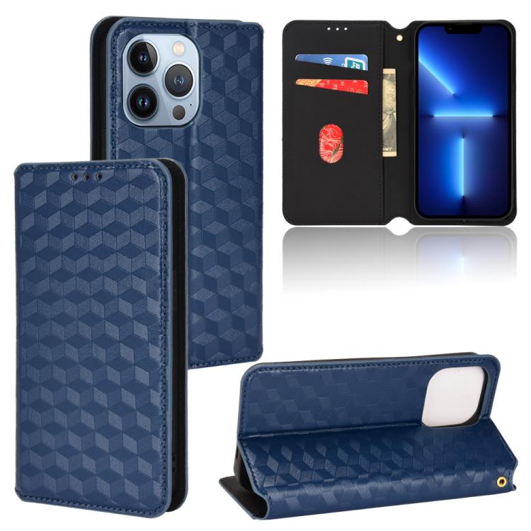 Cubic Grid Texture Flip Leather Phone Case