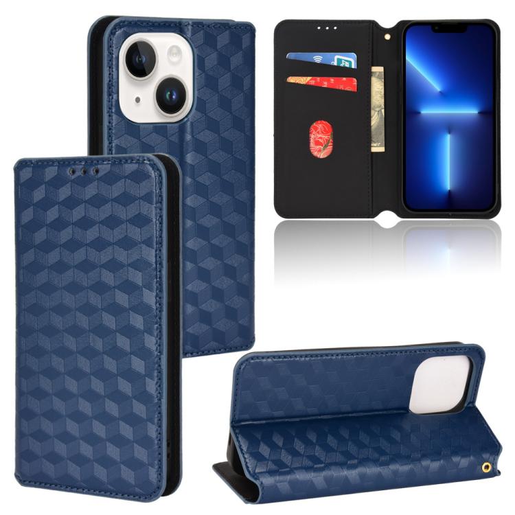 Cubic Grid Texture Flip Leather Phone Case