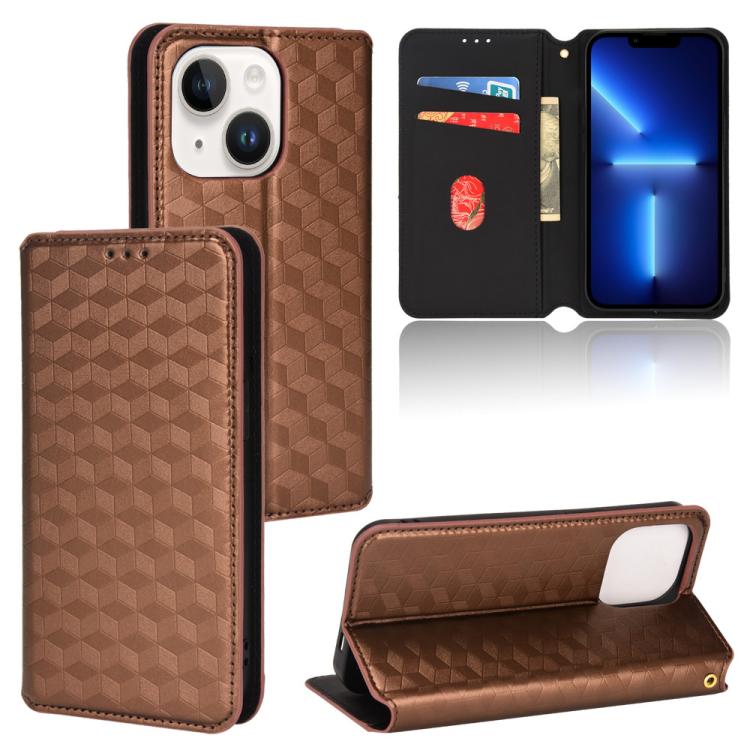 Cubic Grid Texture Flip Leather Phone Case