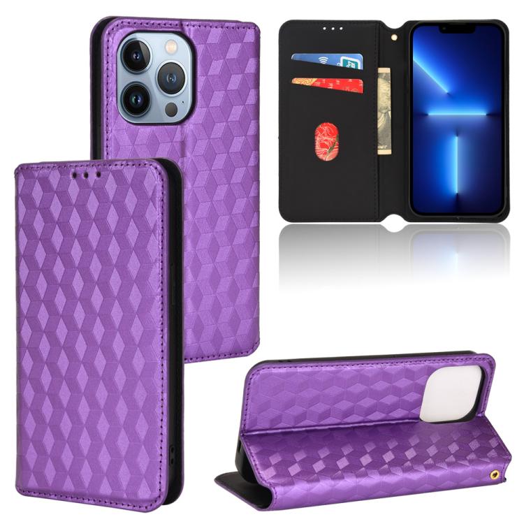 Cubic Grid Texture Flip Leather Phone Case