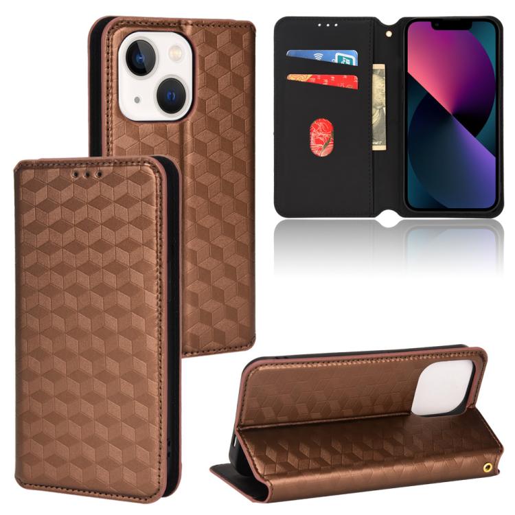 Cubic Grid Texture Flip Leather Phone Case, For iPhone 13, For iPhone 13 mini, For iPhone 12 / 12 Pro, For iPhone 12 Pro Max