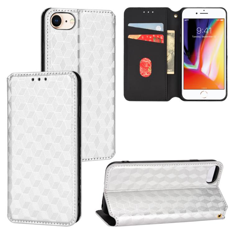 Cubic Grid Texture Flip Leather Phone Case