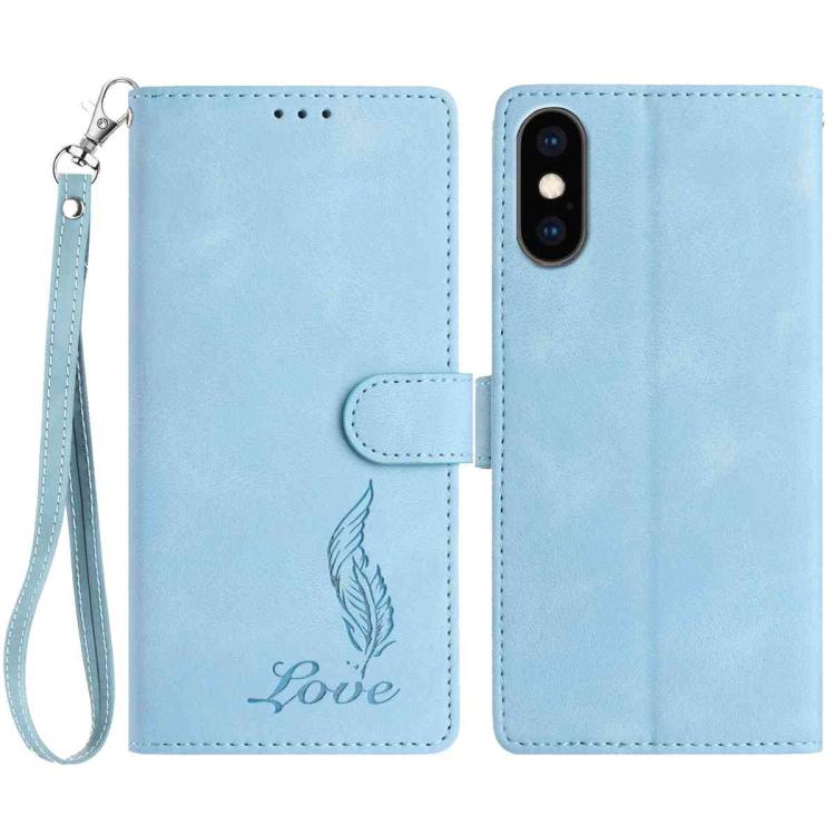Skin Feel Embossed Feather Leather Phone Case