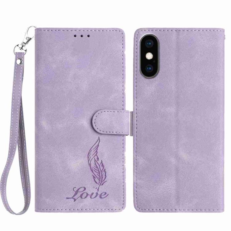 Skin Feel Embossed Feather Leather Phone Case
