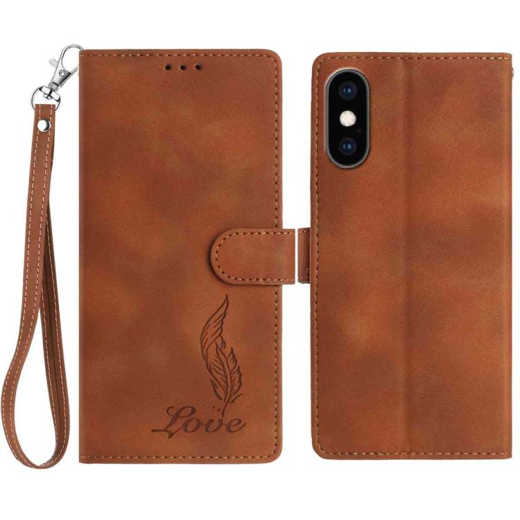 Skin Feel Embossed Feather Leather Phone Case