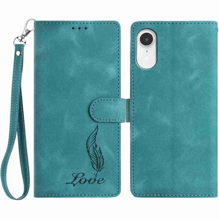 Skin Feel Embossed Feather Leather Phone Case
