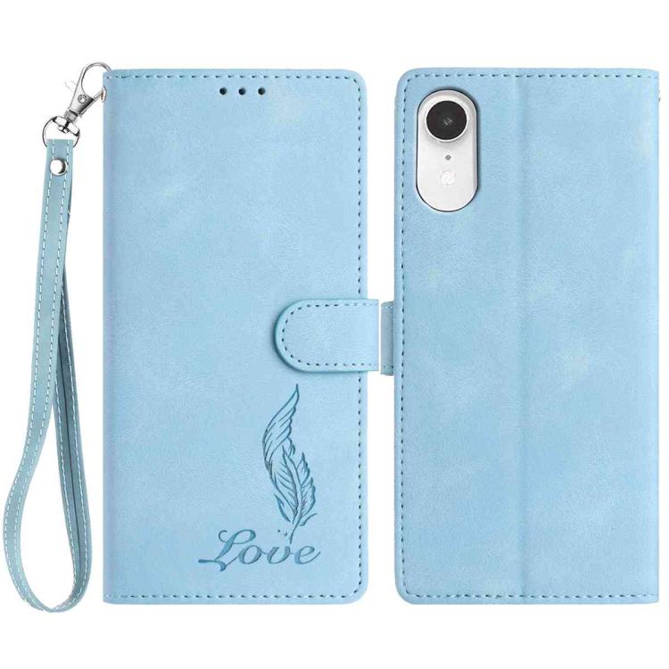 Skin Feel Embossed Feather Leather Phone Case