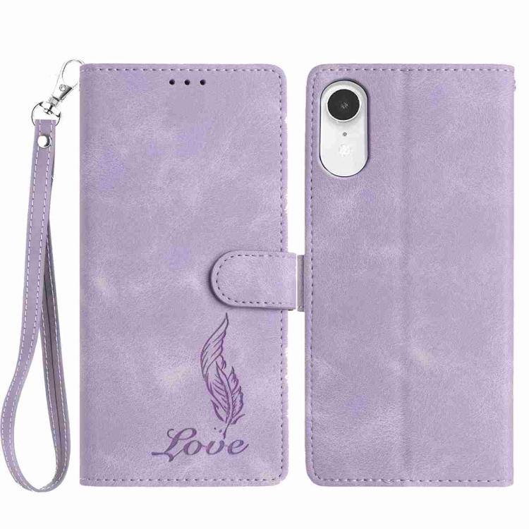 Skin Feel Embossed Feather Leather Phone Case