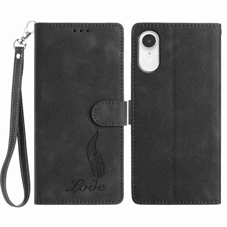 Skin Feel Embossed Feather Leather Phone Case