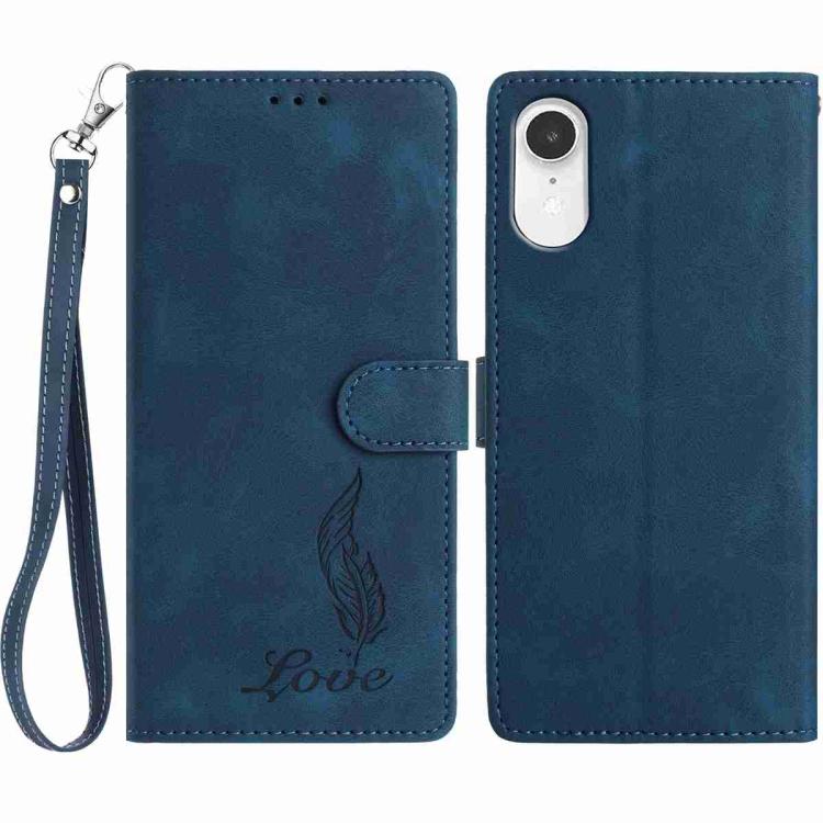 Skin Feel Embossed Feather Leather Phone Case