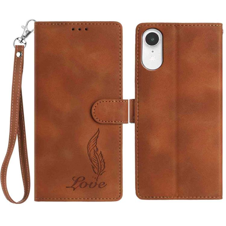 Skin Feel Embossed Feather Leather Phone Case