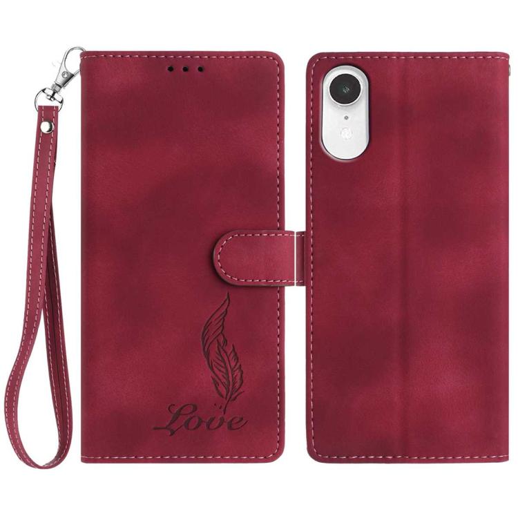 Skin Feel Embossed Feather Leather Phone Case