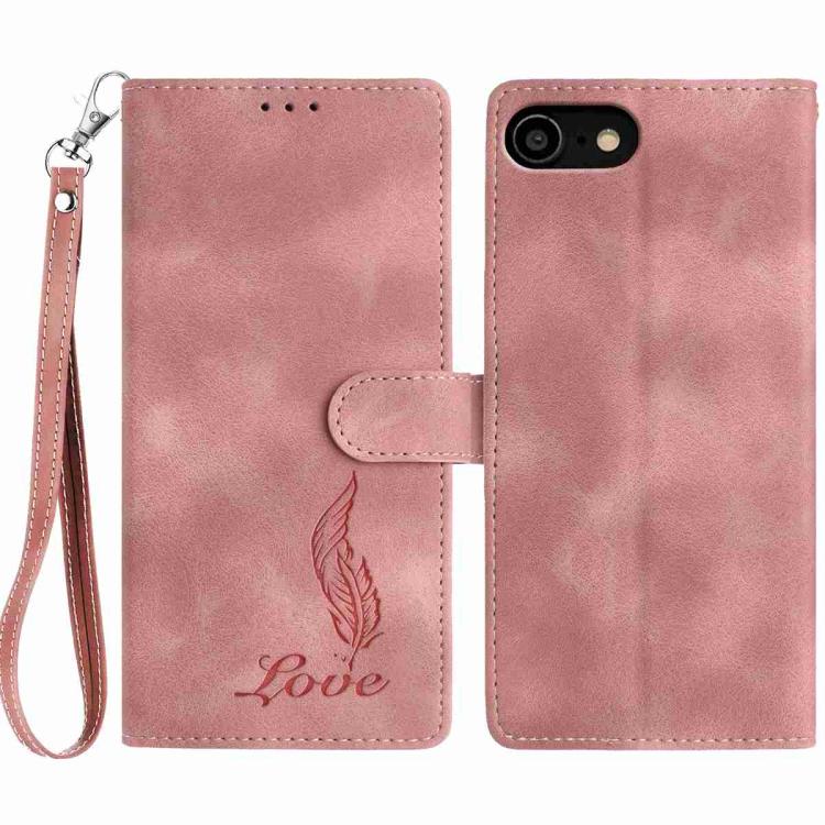 Skin Feel Embossed Feather Leather Phone Case