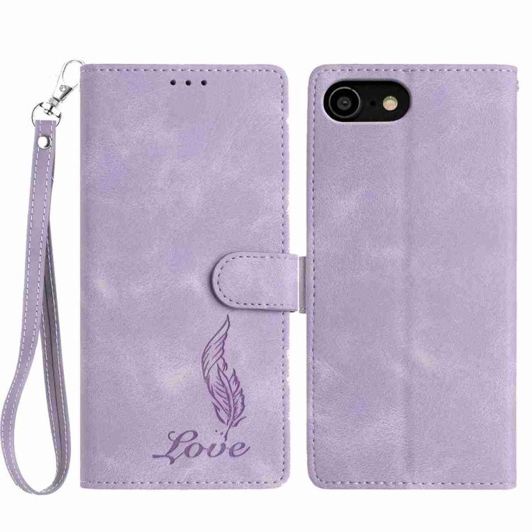 Skin Feel Embossed Feather Leather Phone Case