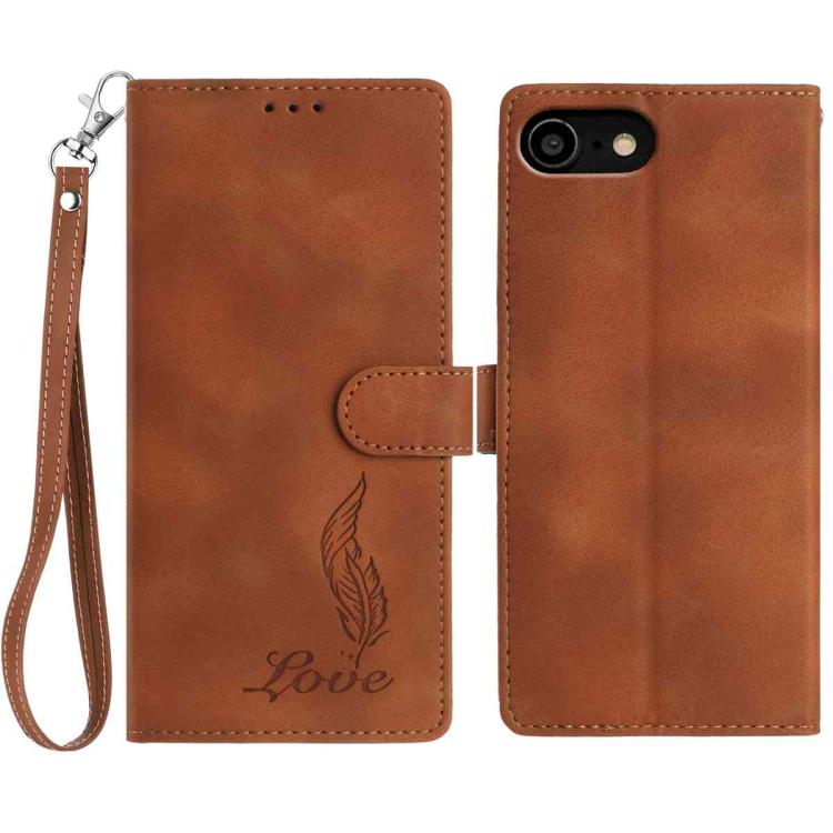 Skin Feel Embossed Feather Leather Phone Case