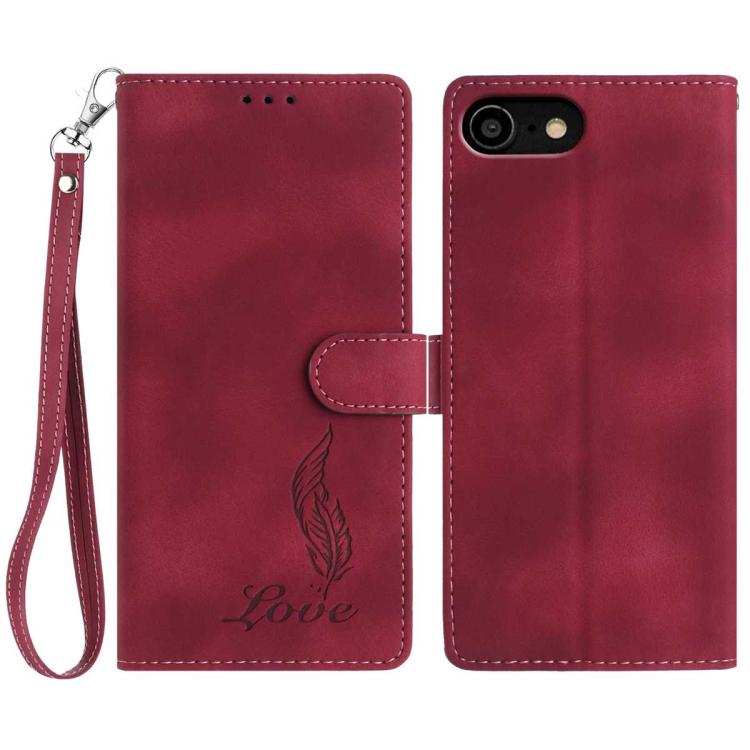 Skin Feel Embossed Feather Leather Phone Case