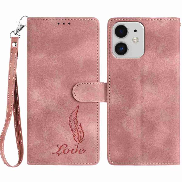 Skin Feel Embossed Feather Leather Phone Case