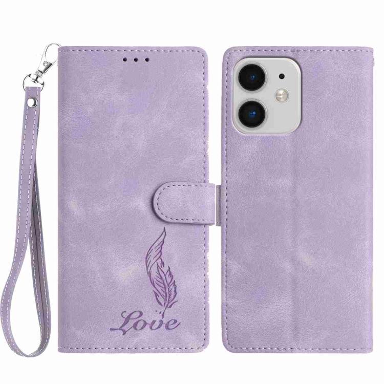 Skin Feel Embossed Feather Leather Phone Case