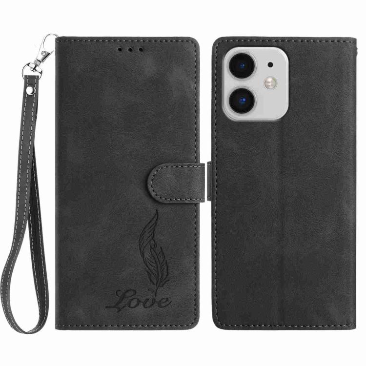 Skin Feel Embossed Feather Leather Phone Case