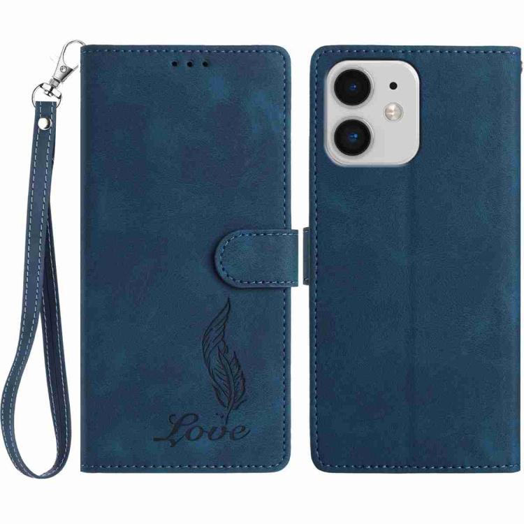 Skin Feel Embossed Feather Leather Phone Case