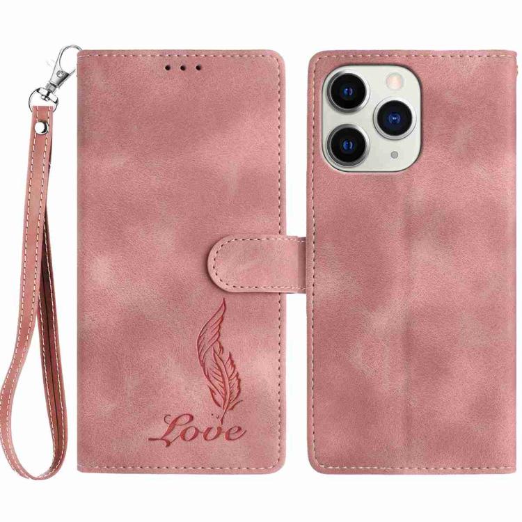 Skin Feel Embossed Feather Leather Phone Case
