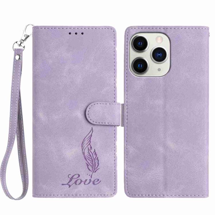 Skin Feel Embossed Feather Leather Phone Case