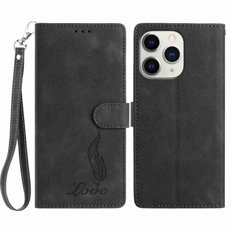 Skin Feel Embossed Feather Leather Phone Case