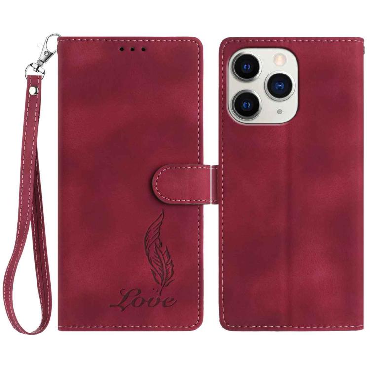 Skin Feel Embossed Feather Leather Phone Case