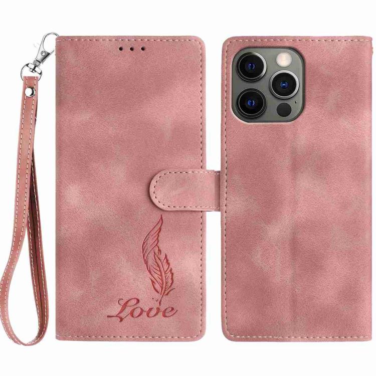 Skin Feel Embossed Feather Leather Phone Case