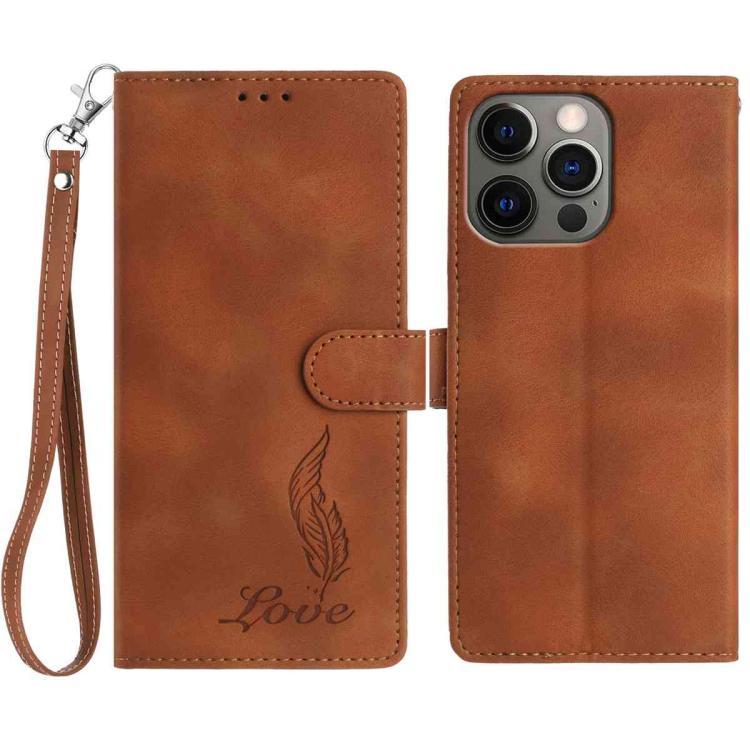 Skin Feel Embossed Feather Leather Phone Case
