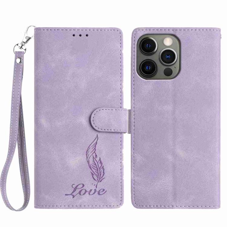Skin Feel Embossed Feather Leather Phone Case