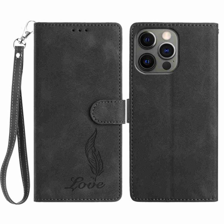 Skin Feel Embossed Feather Leather Phone Case